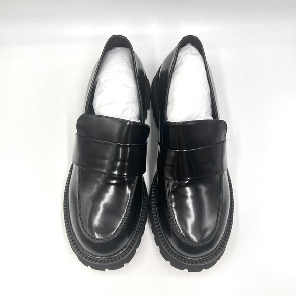 Tony Bianco Womens 37 EU 6.5 US Black Patent Lug Sole Chunky Loafers Shoes - Picture 3 of 14